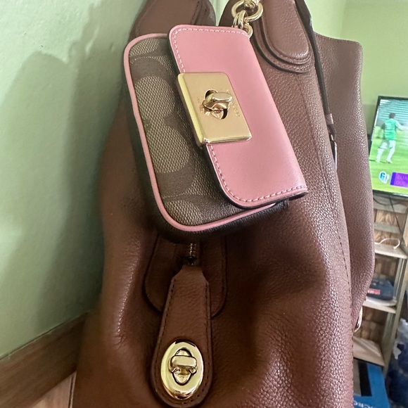 🐎💋 COACH EDIE 💋🐎 LEATHER SHOULDER BAG SADDLE BROWN TAN GOLD HARDWARE HOBO - Picture 4 of 15